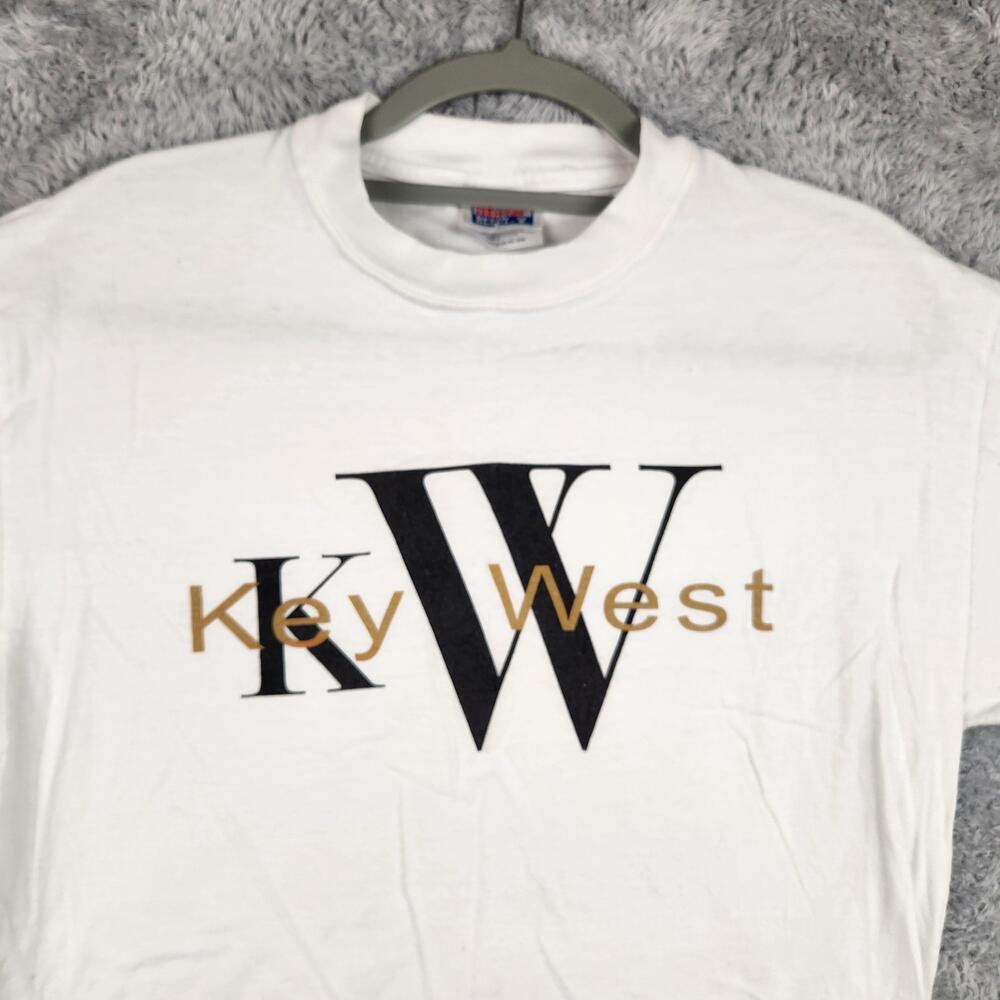 Vintage Key West Florida Shirt Mens Medium White KW Marlin Graphic Logo Y2k 90s